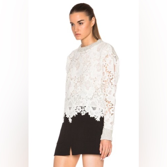 SEE BY CHLOE Women’s Lace Pullover Sweater Milk Color Size Medium - Picture 3 of 13
